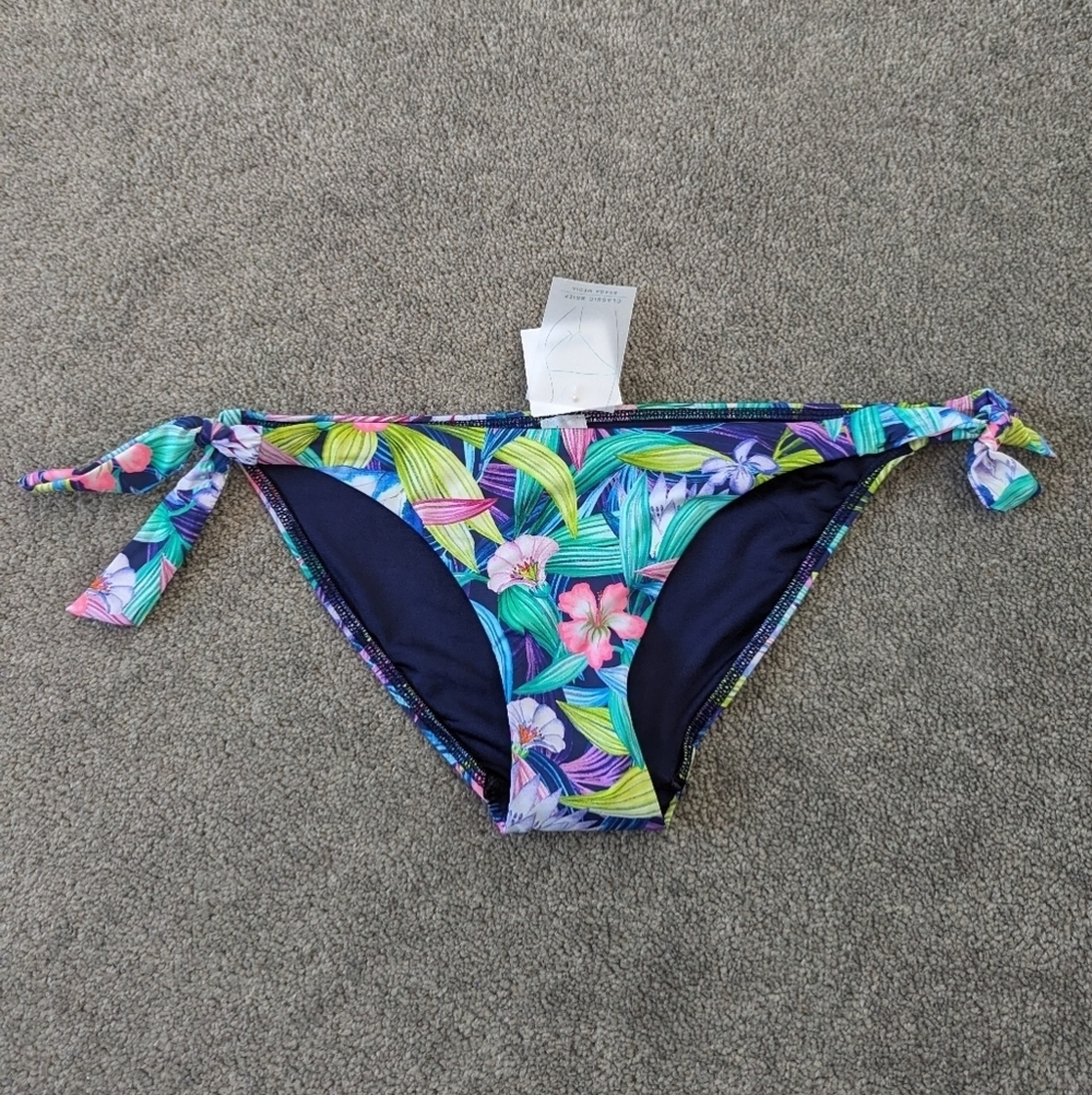 Oysho Floral Tropical Print Bikini Bottom Tie Sides Women's Medium NEW NWT
